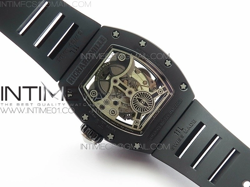 RM023 Real Ceramic Case KVF Best Edition Eagle Skeleton Dial SS Crown on Black Rubber Strap MIYOTA8215