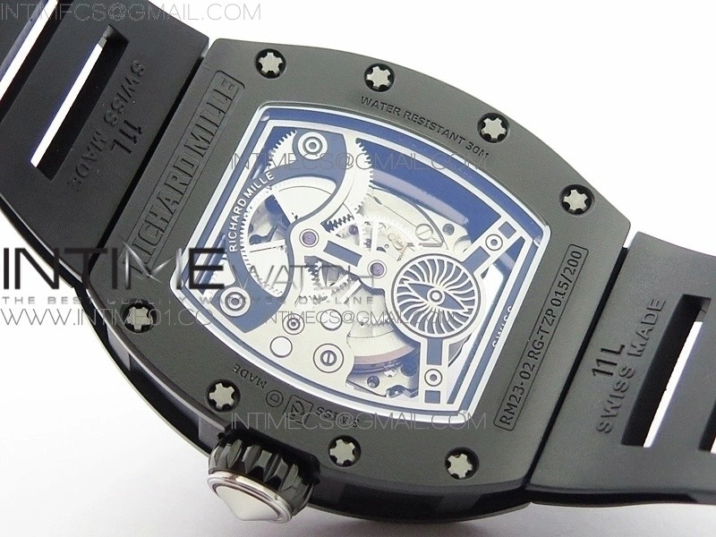 RM023 Real Ceramic Case KVF Best Edition Eagle Skeleton Dial SS Crown on Black Rubber Strap MIYOTA8215