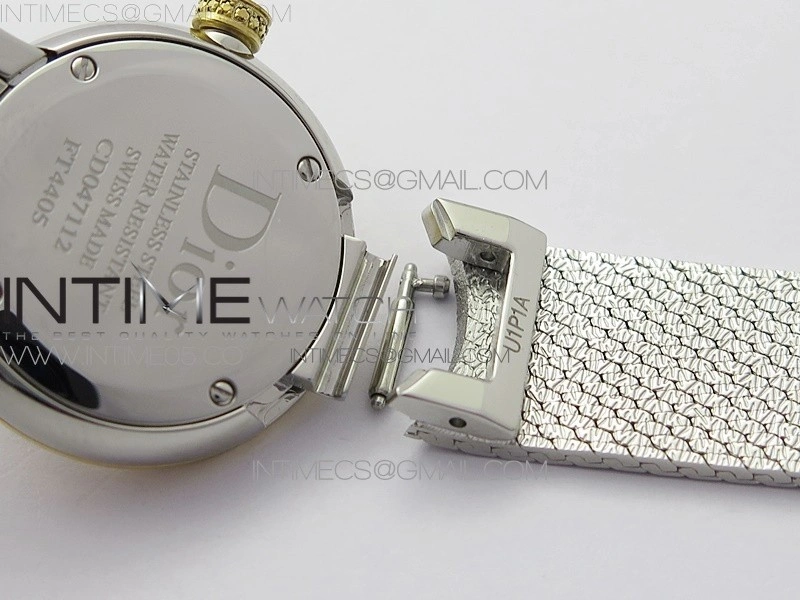 La d de dior satine SS YG Crystal Bezel 8848F 1:1 Best Edition Malachite on SS bracelet Swiss Quartz