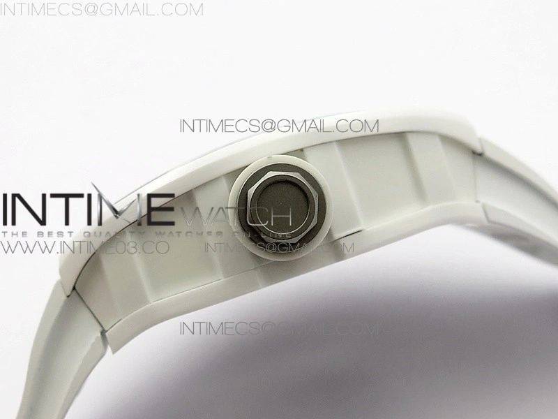 RM055 Real White Ceramic Case V2 KVF Best Edition Skeleton Dial White Crown on White Rubber Strap MIYOTA8215