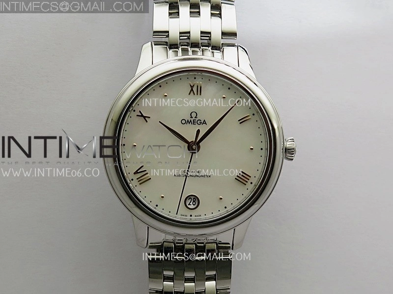De Ville Prestige 34mm SS VSF 1:1 Best Edition White MOP Dial On SS Bracelet A8000