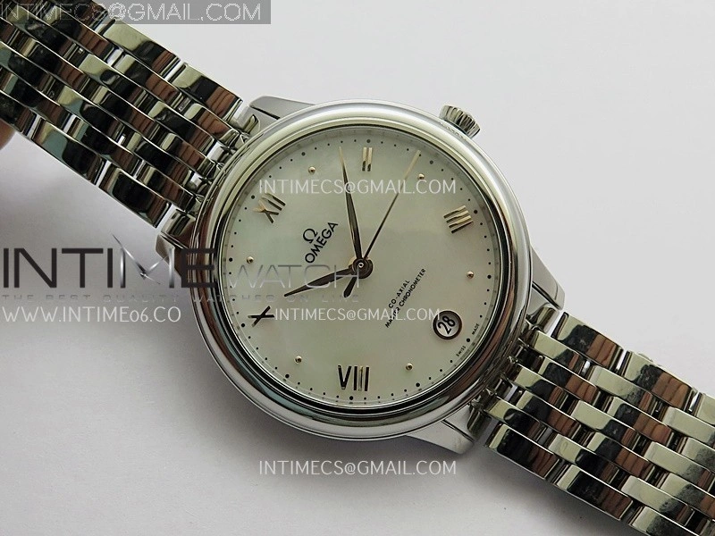 De Ville Prestige 34mm SS VSF 1:1 Best Edition White MOP Dial On SS Bracelet A8000