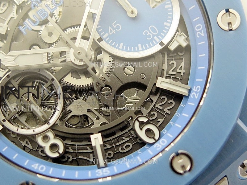 Hublot Big Bang Unico Blue White Ceramic BBF 1:1 Best Edition Skeleton Dial on Blue White Rubber Strap A1280