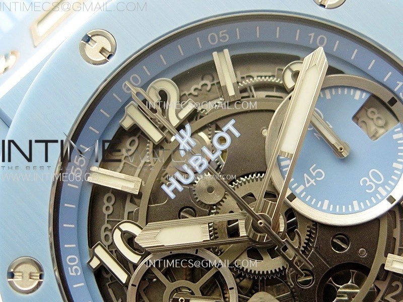 Hublot Big Bang Unico Blue White Ceramic BBF 1:1 Best Edition Skeleton Dial on Blue White Rubber Strap A1280