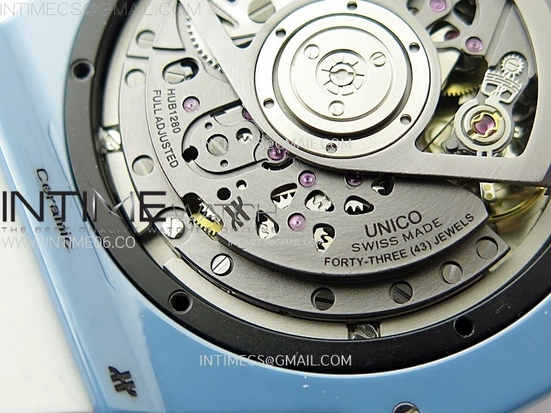 Hublot Big Bang Unico Blue White Ceramic BBF 1:1 Best Edition Skeleton Dial on Blue White Rubber Strap A1280