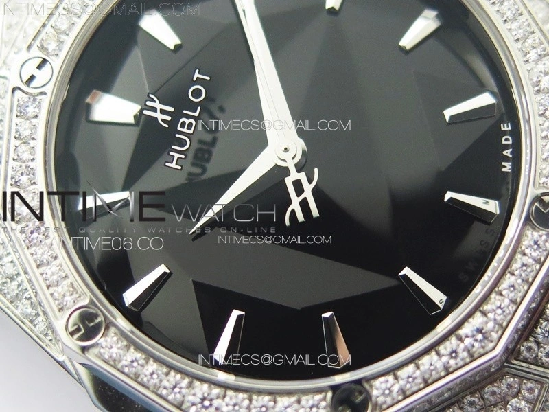 Classic Fusion Orlinski SS Full Real Diamonds B50F 1:1 Best Edition Black Faceted Dial on Black Rubber Strap A2892