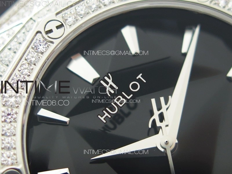 Classic Fusion Orlinski SS Full Real Diamonds B50F 1:1 Best Edition Black Faceted Dial on Black Rubber Strap A2892