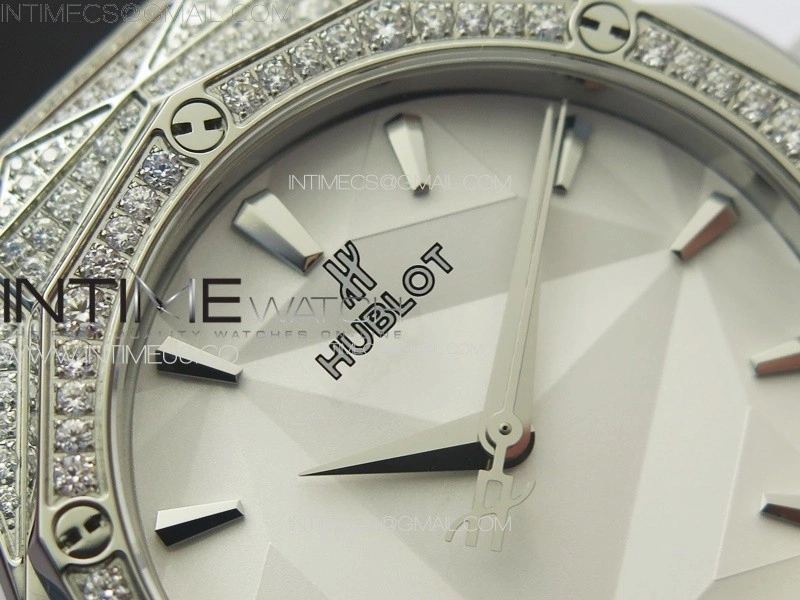 Classic Fusion Orlinski SS Full Real Diamonds B50F 1:1 Best Edition White Faceted Dial on Black Rubber Strap A2892