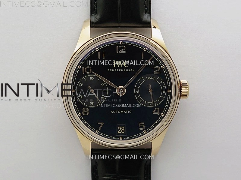 Portuguese Real PR IW501704 RG APSF 1:1 Best Edition Black Dial On Black Leather Strap A52010