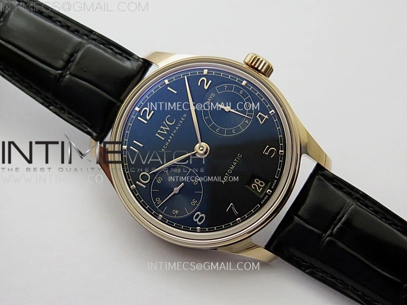 Portuguese Real PR IW501704 RG APSF 1:1 Best Edition Black Dial On Black Leather Strap A52010