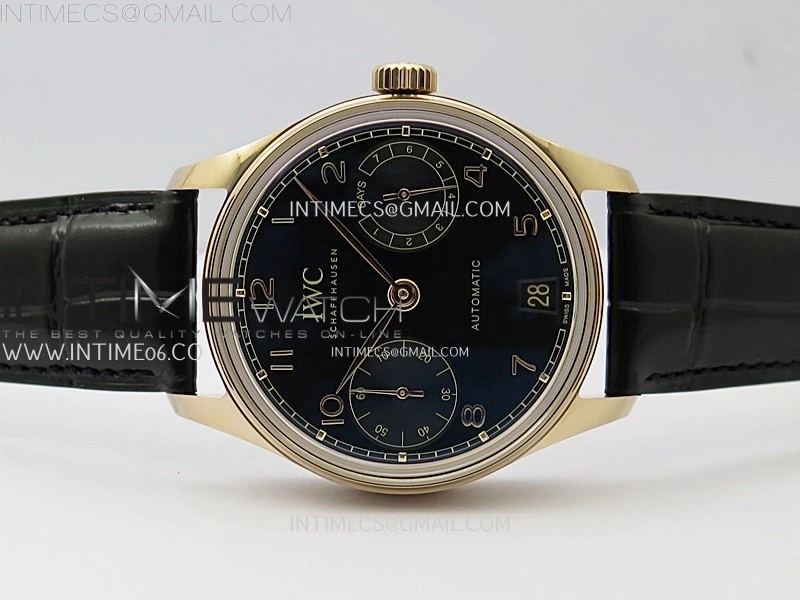 Portuguese Real PR IW501704 RG APSF 1:1 Best Edition Black Dial On Black Leather Strap A52010