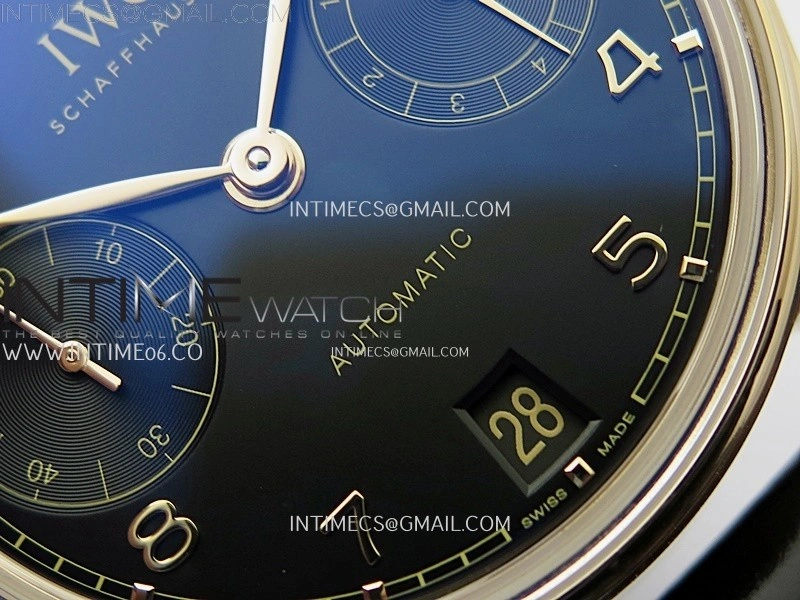 Portuguese Real PR IW501704 RG APSF 1:1 Best Edition Black Dial On Black Leather Strap A52010