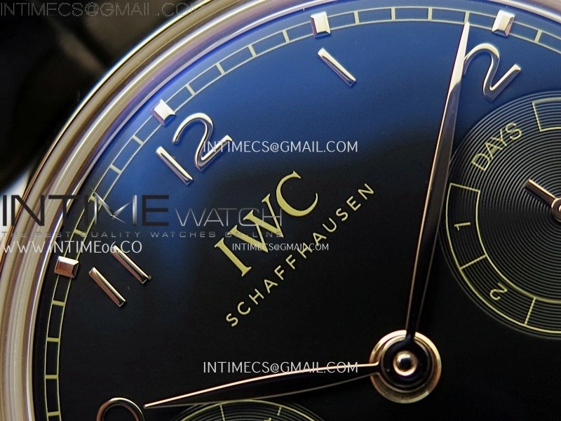 Portuguese Real PR IW501704 RG APSF 1:1 Best Edition Black Dial On Black Leather Strap A52010