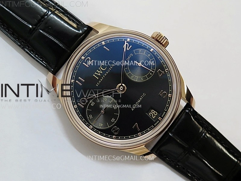 Portuguese Real PR IW501704 RG APSF 1:1 Best Edition Black Dial On Black Leather Strap A52010
