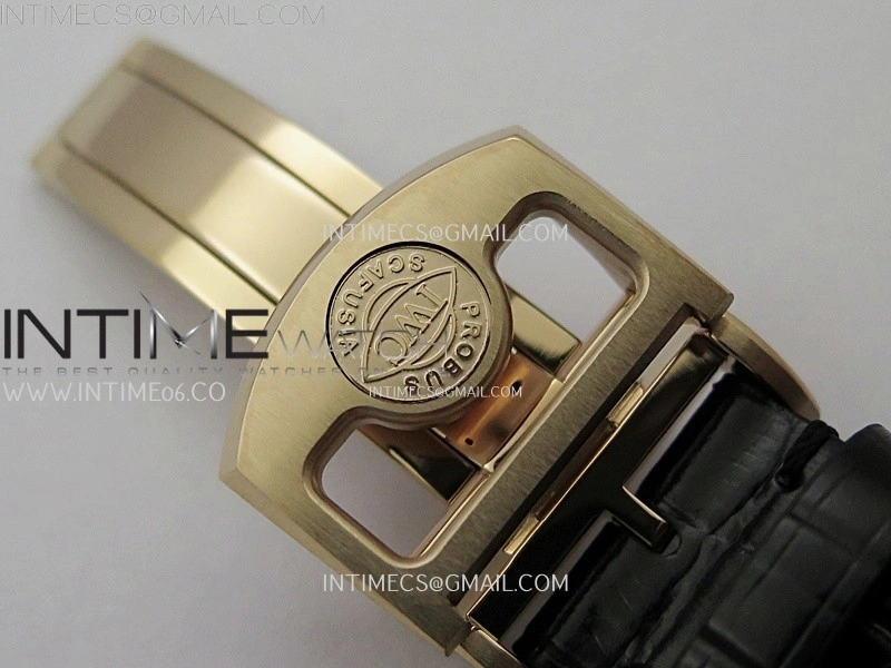 Portuguese Real PR IW501704 RG APSF 1:1 Best Edition Black Dial On Black Leather Strap A52010