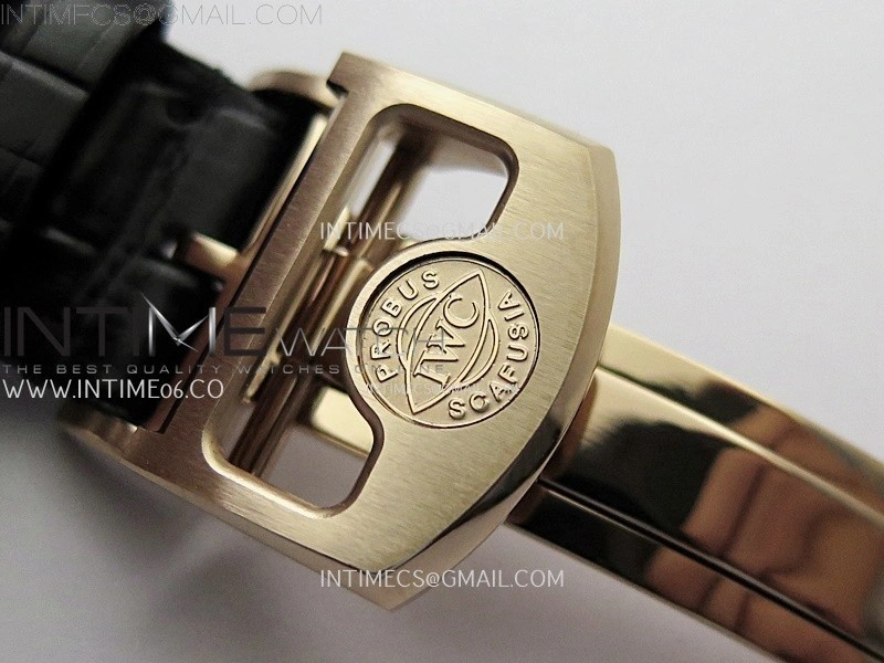 Portuguese Real PR IW501704 RG APSF 1:1 Best Edition Black Dial On Black Leather Strap A52010