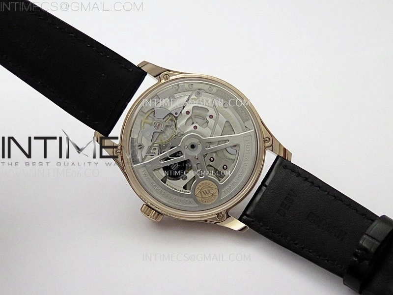 Portuguese Real PR IW501704 RG APSF 1:1 Best Edition Black Dial On Black Leather Strap A52010
