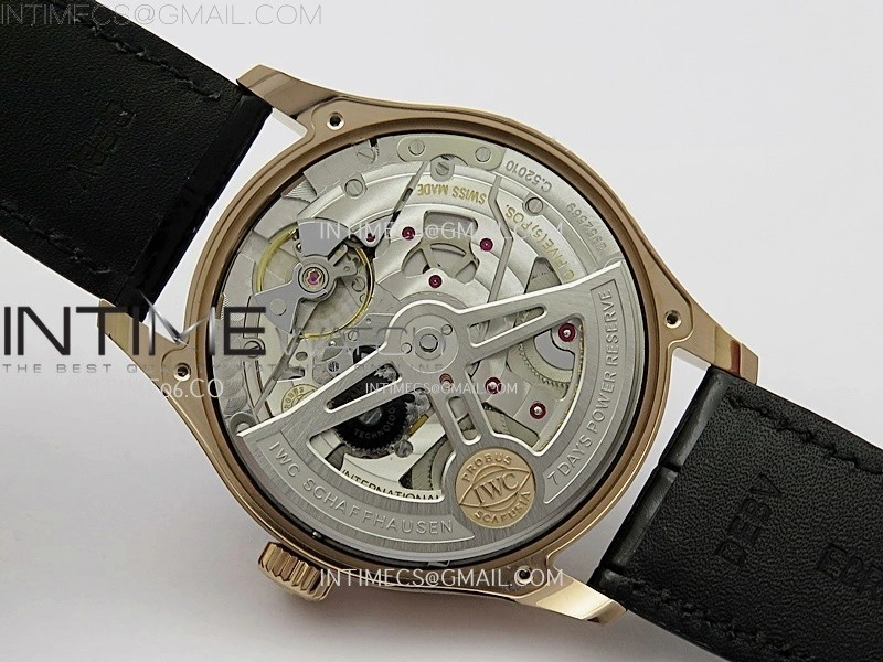 Portuguese Real PR IW501704 RG APSF 1:1 Best Edition Black Dial On Black Leather Strap A52010