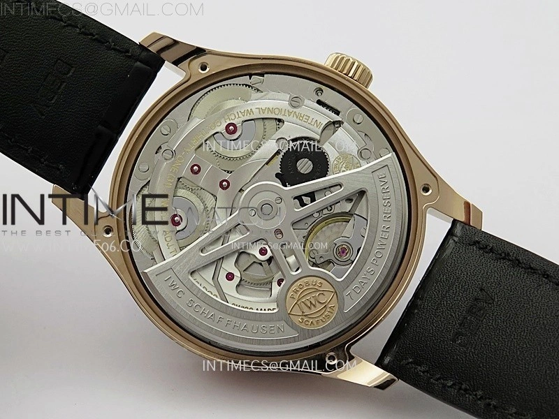 Portuguese Real PR IW501704 RG APSF 1:1 Best Edition Black Dial On Black Leather Strap A52010