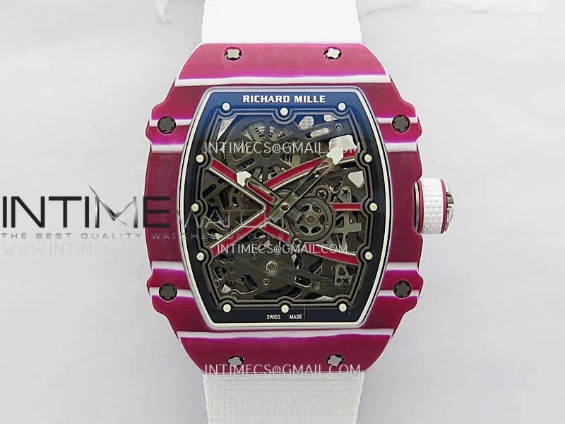 RM67-02 Real Red Black NTPT 1:1 Best Edition Skeleton Dial On White Nylon strap CRMA7 Clone