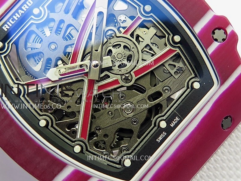 RM67-02 Real Red Black NTPT 1:1 Best Edition Skeleton Dial On White Nylon strap CRMA7 Clone