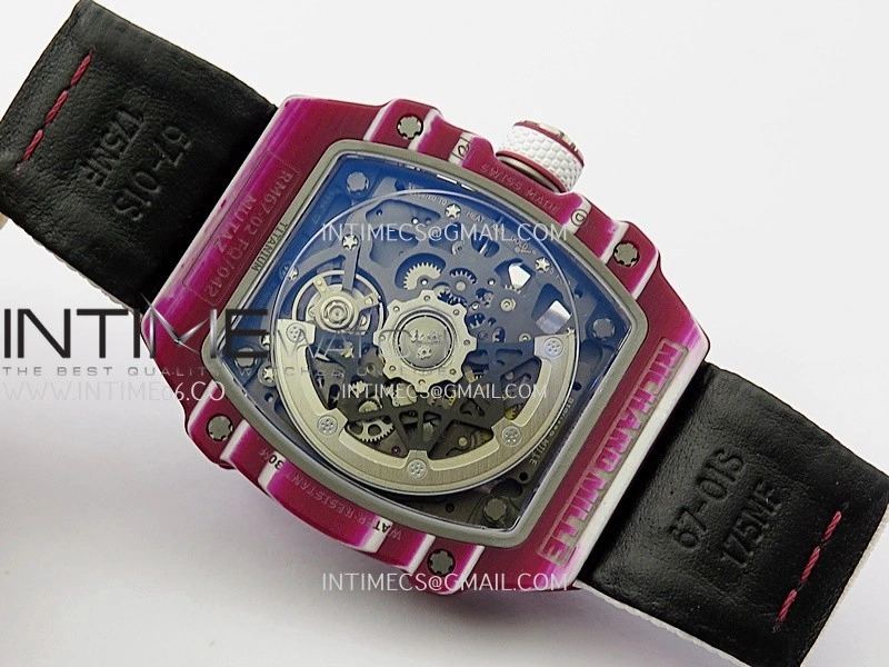 RM67-02 Real Red Black NTPT 1:1 Best Edition Skeleton Dial On White Nylon strap CRMA7 Clone