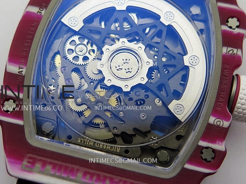 RM67-02 Real Red Black NTPT 1:1 Best Edition Skeleton Dial On White Nylon strap CRMA7 Clone