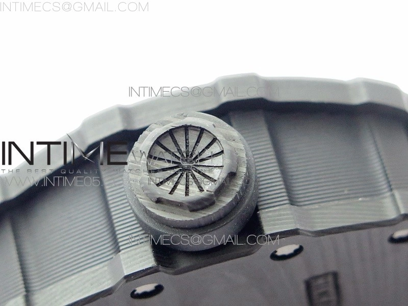 RM12-1 Real Tourbillon Forge Carbon KVF Best Edition Skeleton Dial on White Rubber Strap