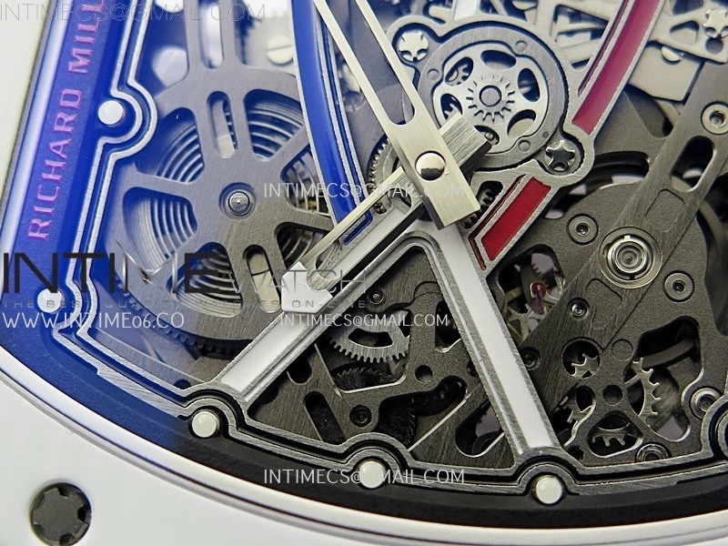 RM67-02 Black Inner Bezel Real White Ceramic 1:1 Best Edition Skeleton Dial On White Nylon strap CRMA7 Clone