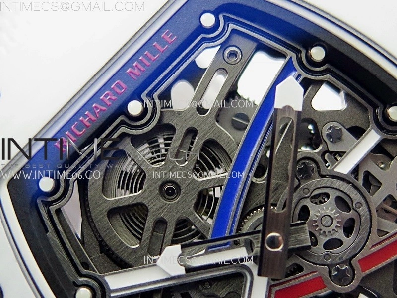 RM67-02 Black Inner Bezel Real White Ceramic 1:1 Best Edition Skeleton Dial On White Nylon strap CRMA7 Clone