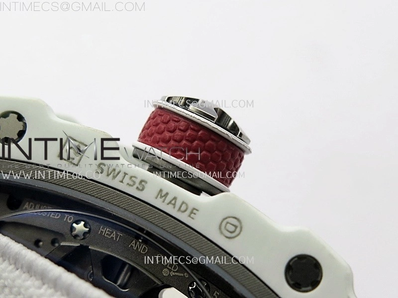RM67-02 Black Inner Bezel Real White Ceramic 1:1 Best Edition Skeleton Dial On White Nylon strap CRMA7 Clone