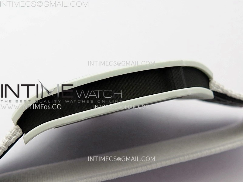 RM67-02 Black Inner Bezel Real White Ceramic 1:1 Best Edition Skeleton Dial On White Nylon strap CRMA7 Clone