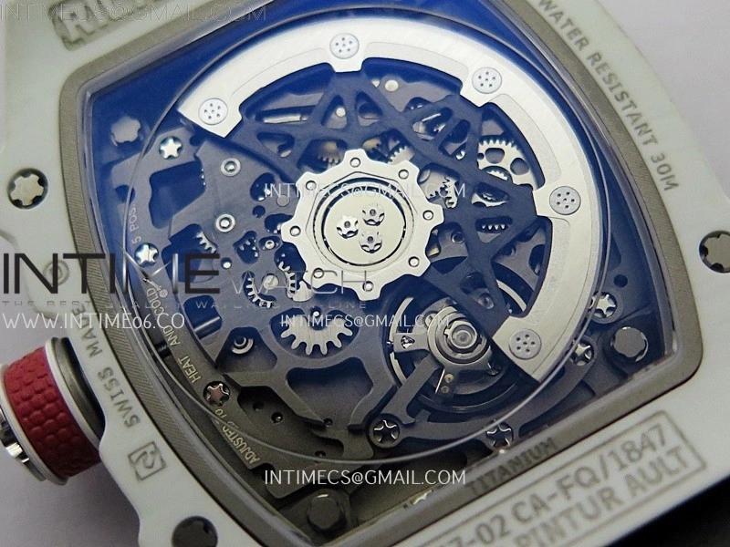 RM67-02 Black Inner Bezel Real White Ceramic 1:1 Best Edition Skeleton Dial On White Nylon strap CRMA7 Clone