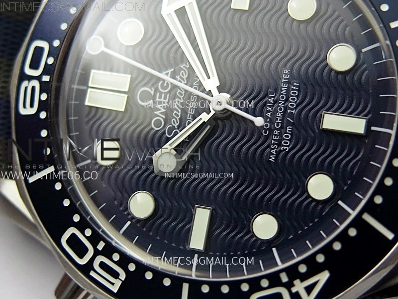 Seamaster Diver 300M 007 B50F Blue Ceramic Blue wave textured Dial on Nylon A8806