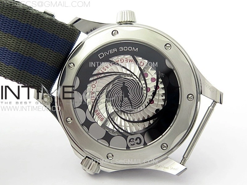 Seamaster Diver 300M 007 B50F Blue Ceramic Blue wave textured Dial on Nylon A8806