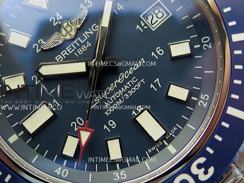 SuperOcean 44mm Special Black Ceramic EF 1:1 Best Edition Blue Dial on SS Bracelet A2824