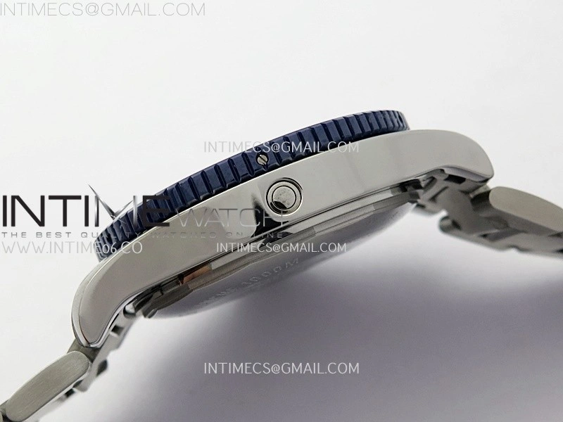 SuperOcean 44mm Special Black Ceramic EF 1:1 Best Edition Blue Dial on SS Bracelet A2824
