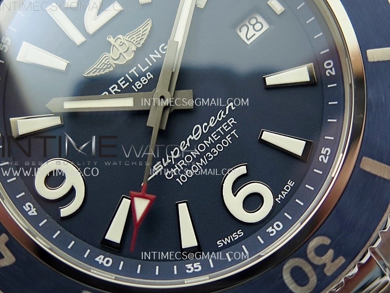 SuperOcean Automatic 44mm TF 1:1 Best Edition Blue Dial Black Bezel on SS Bracelet A2824