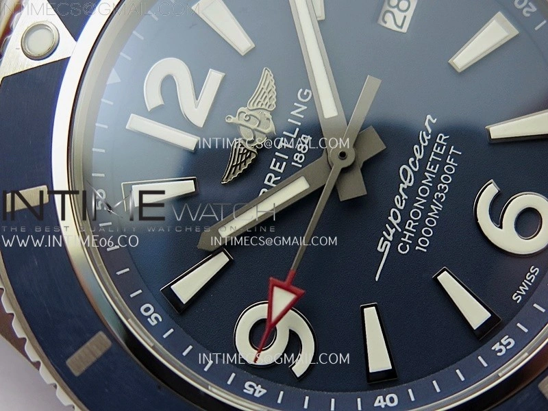 SuperOcean Automatic 44mm TF 1:1 Best Edition Blue Dial Black Bezel on SS Bracelet A2824
