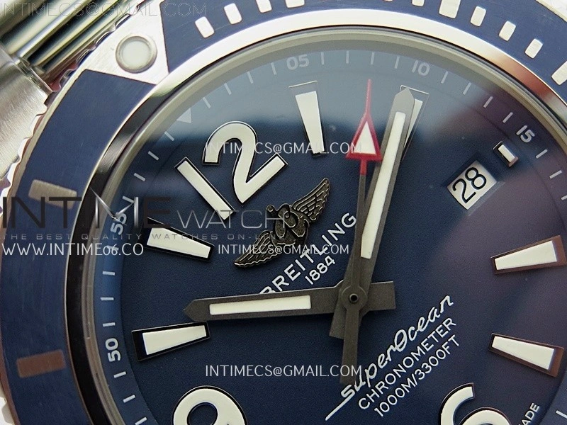 SuperOcean Automatic 44mm TF 1:1 Best Edition Blue Dial Black Bezel on SS Bracelet A2824