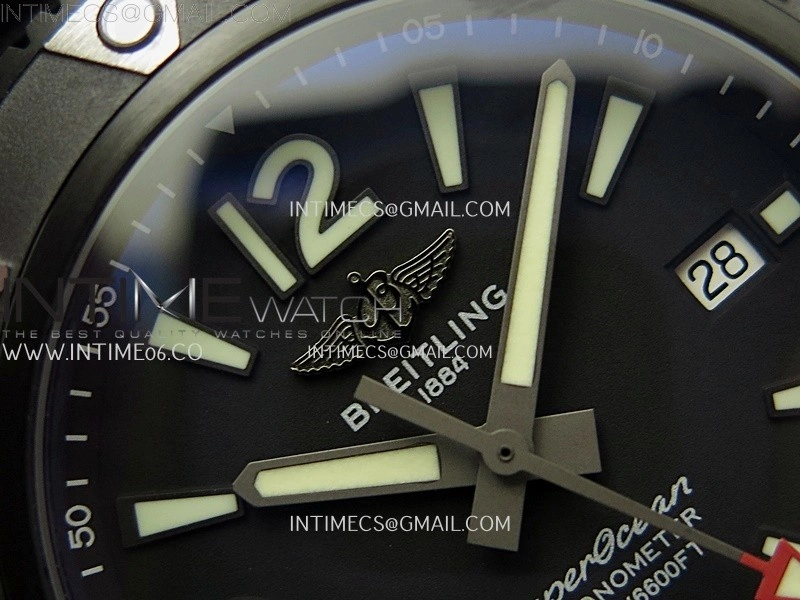 SuperOcean Automatic 46mm DLC TF 1:1 Best Edition Black Dial on Black Rubber Strap A2824