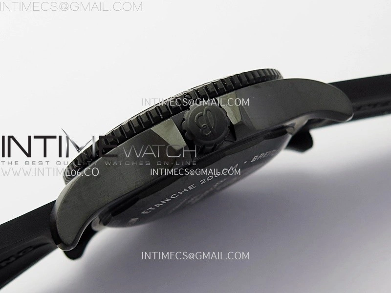 SuperOcean Automatic 46mm DLC TF 1:1 Best Edition Black Dial on Black Rubber Strap A2824