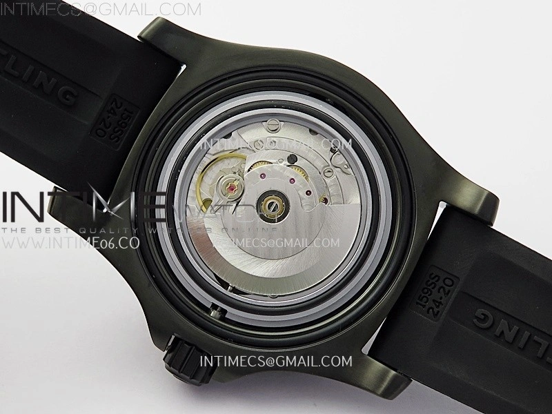 SuperOcean Automatic 46mm DLC TF 1:1 Best Edition Black Dial on Black Rubber Strap A2824