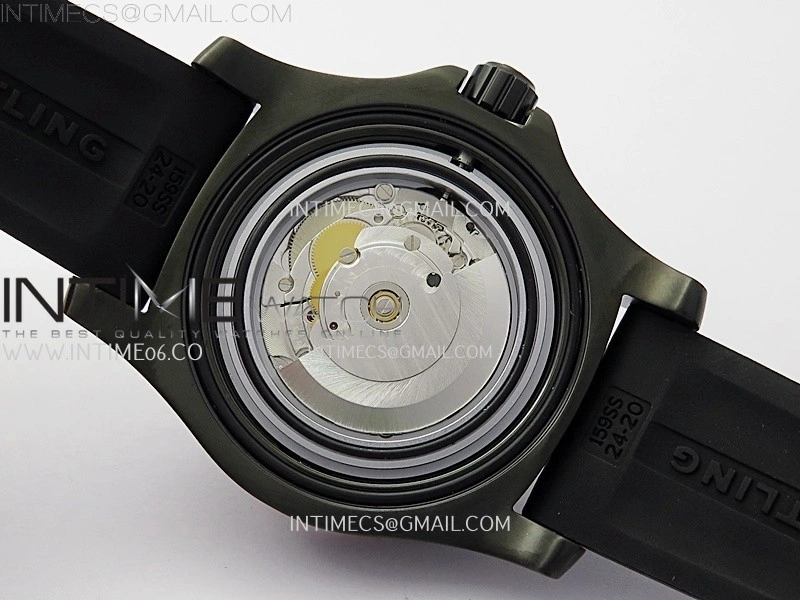 SuperOcean Automatic 46mm DLC TF 1:1 Best Edition Black Dial on Black Rubber Strap A2824