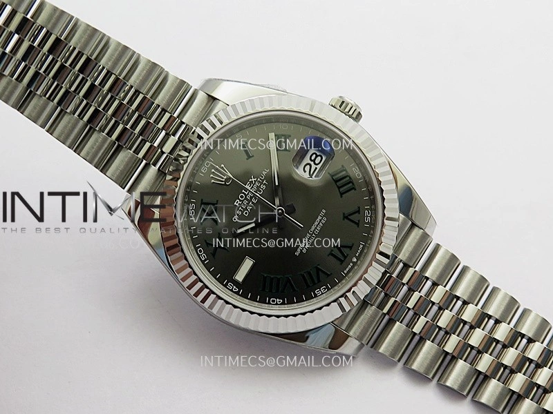 DateJust 41mm 126334 904L SS Clean Plus 1:1 Best Edition Gray Dial Green Roman Marker On Jubilee Bracelet DD3235