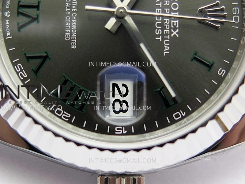 DateJust 41mm 126334 904L SS Clean Plus 1:1 Best Edition Gray Dial Green Roman Marker On Jubilee Bracelet DD3235