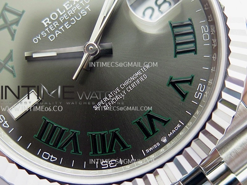 DateJust 41mm 126334 904L SS Clean Plus 1:1 Best Edition Gray Dial Green Roman Marker On Jubilee Bracelet DD3235