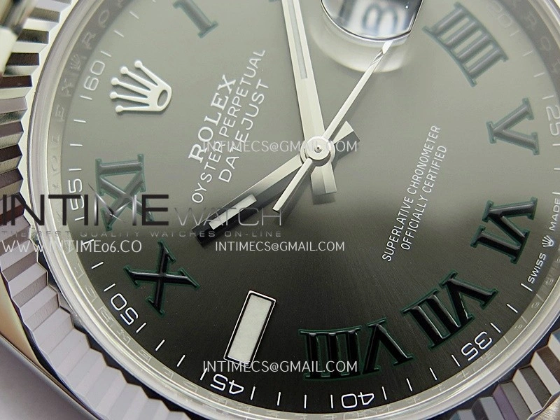 DateJust 41mm 126334 904L SS Clean Plus 1:1 Best Edition Gray Dial Green Roman Marker On Jubilee Bracelet DD3235