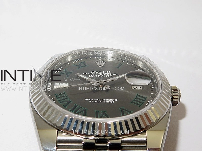 DateJust 41mm 126334 904L SS Clean Plus 1:1 Best Edition Gray Dial Green Roman Marker On Jubilee Bracelet DD3235
