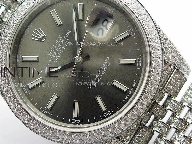 DateJust 41 126334 Full Paved Diamonds BP Best Edition Rhodium Dial Stick Markers on Jubilee Bracelet A2824